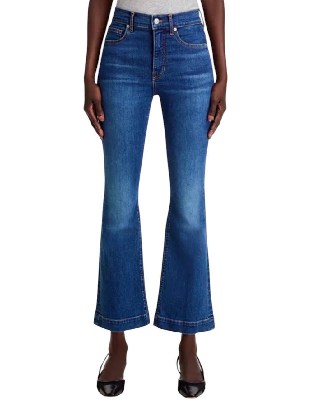 Veronica Beard Carson Ankle Flare High Rise Jeans Tide Down Blue Sz 26 X 28"